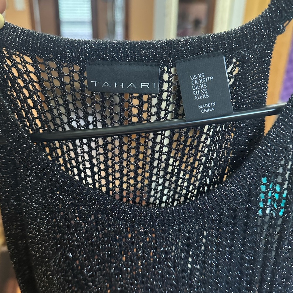 Tahari Shimmering Black Dress/Cover up